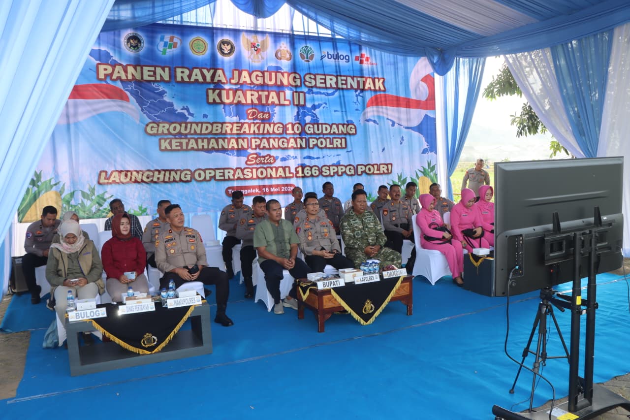 Hadiri Panen Jagung Serentak Kuartal II Via Virtual, Kapolres Trenggalek: Wujud Nyata Dukung Swasembada Pangan